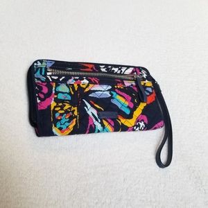 Vera Bradley navy floral wristlet